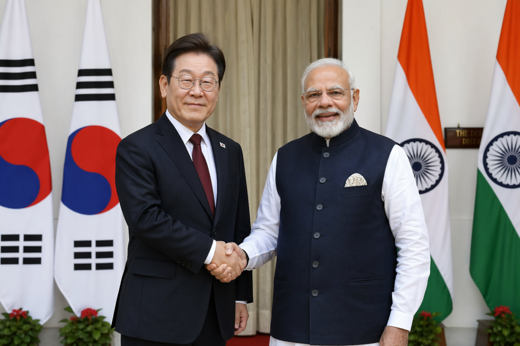 India South Korea defence cooperation — PM Modi and President Lee Jae-myung at Hyderabad House, New Delhi, April 2026